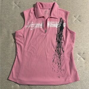 Pink Sleeveless Top with Artistic Design